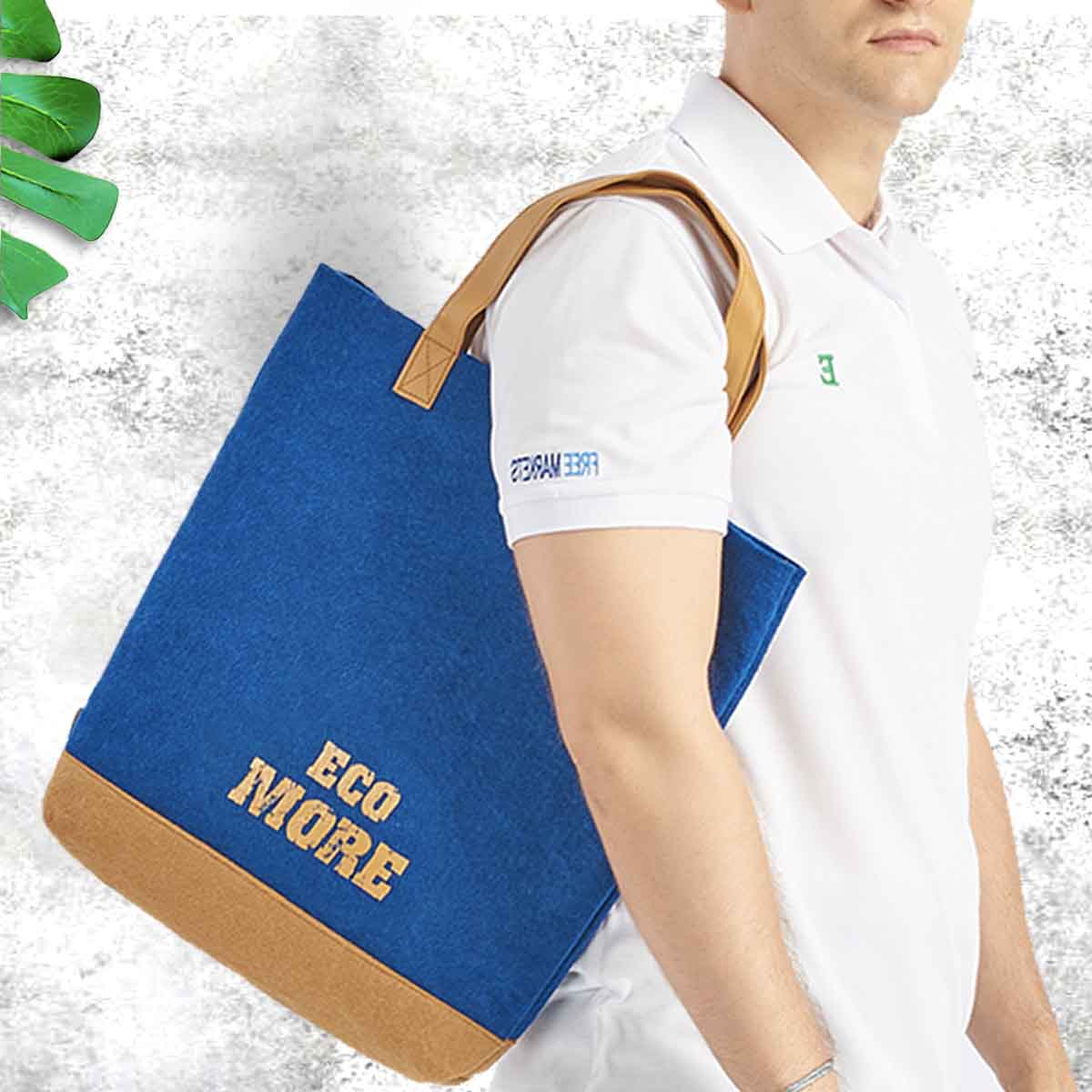 rPet Felt Tote Bag with Leather Handle